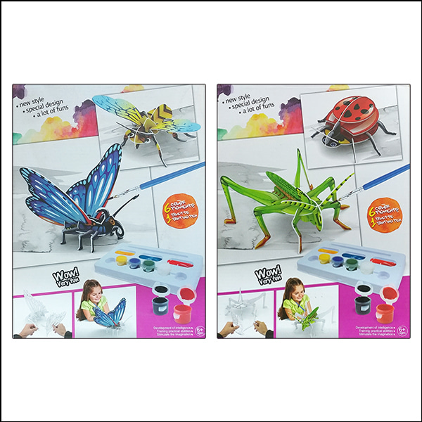 DIY 3D 입체 색칠 곤충퍼즐(나비+꿀벌 세트/메뚜기+무당벌레 세트)/SU